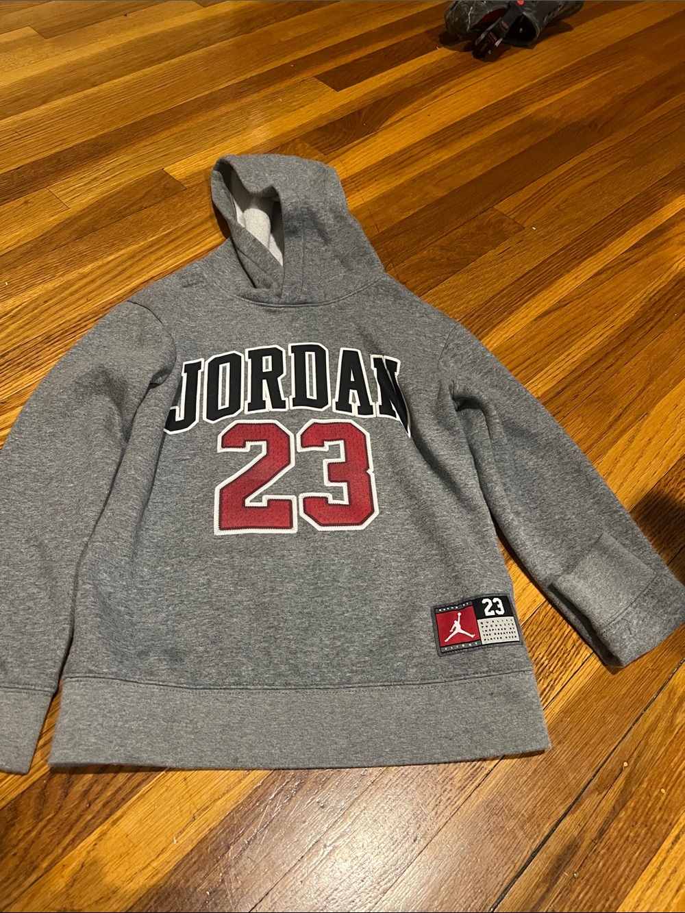 Jordan Gray Hoodie with Red '23 Graphic